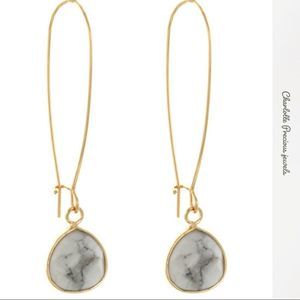 Stone drop French hook earrings